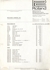 Roland Preisliste 1983 deutsch