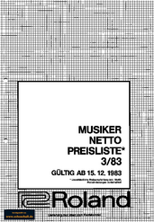 Roland Preisliste 1983 deutsch